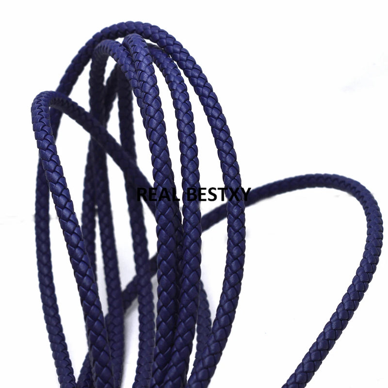 5mm Round Braided Leather Cord Rope String DIY Bracelet Necklace