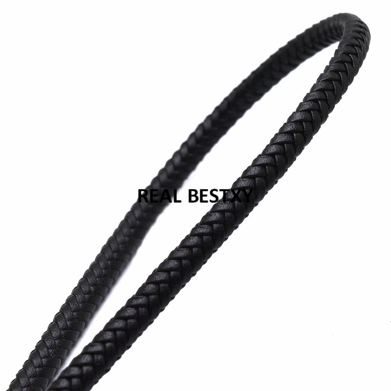 6*4mm Flat Braided Leather Cord for Men Bracelet DIY Jewelry Making