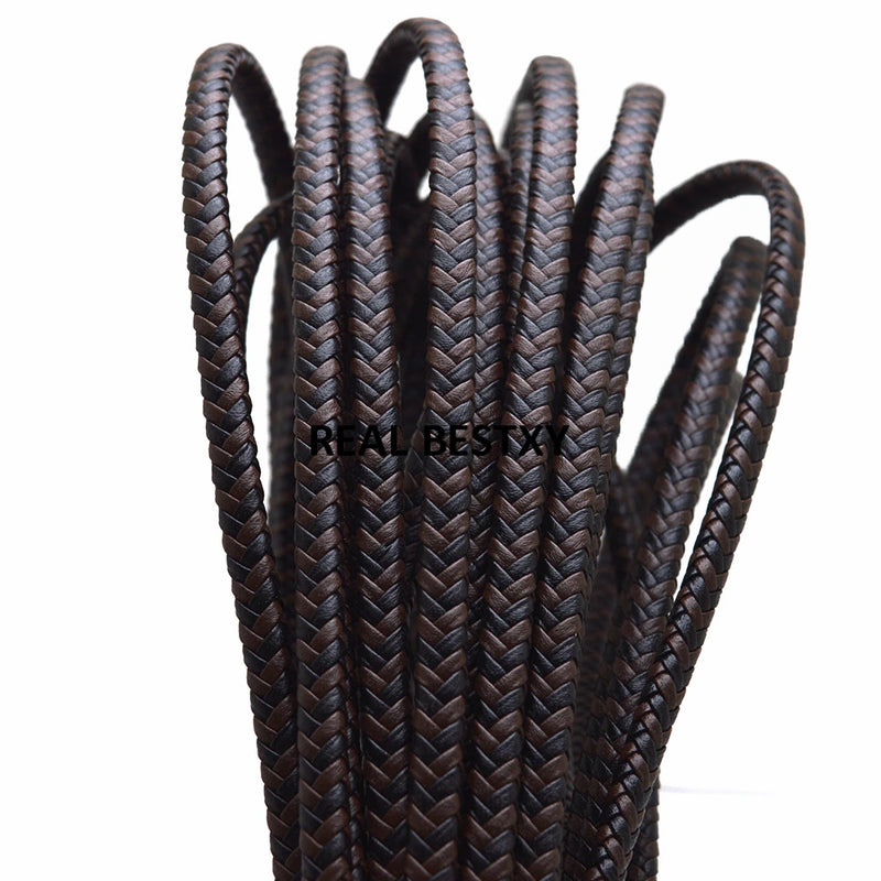 2m/lot 6*4mm Brown Braided Leather Cord Bracelet Necklace Findings DIY