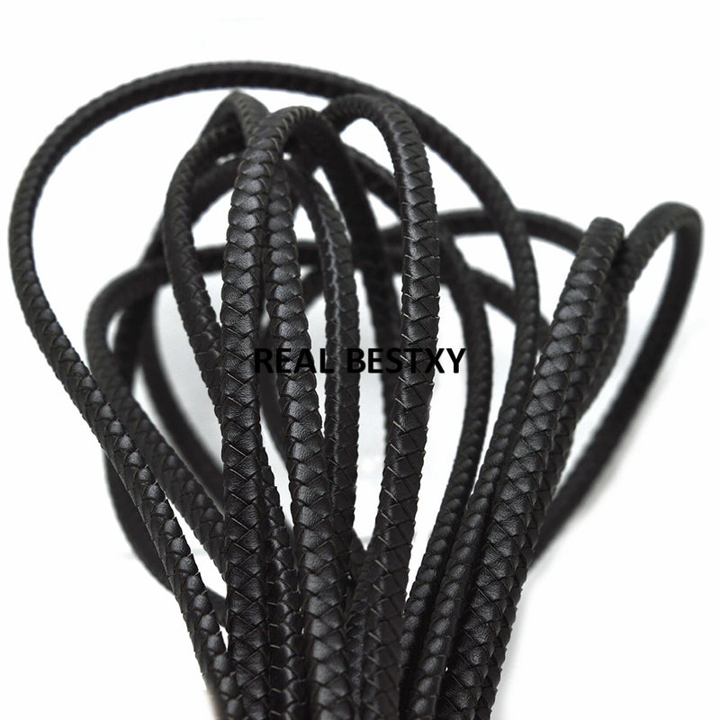 2m Flat Braided Leather Rope Bracelet Cord DIY Jewelry Making Accessories