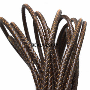 6mm Brown Round Braided Leather Cord 2m/lot for Bracelet Necklace Jewelry Making