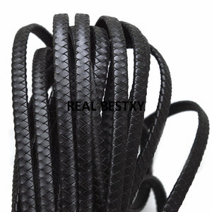 2m/lot 7.6*3mm Braid Leather Cord DIY Jewelry Findings