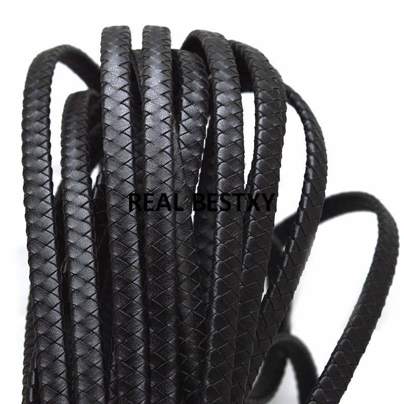 2m/lot 7.6*3mm Braid Leather Cord DIY Jewelry Findings