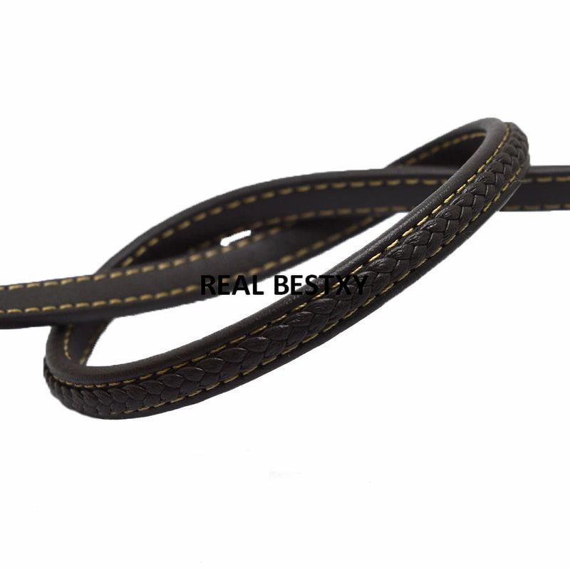 8*5mm Brown Flat Braided Leather Rope Bracelet String Cord - 2m/lot