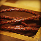 2m Braided Retro Cow Leather Bracelet Findings 3/4/5/6/8mm Round Jewelry Cord