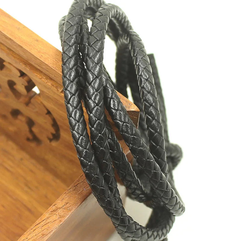 2m Braided Retro Cow Leather Bracelet Findings 3/4/5/6/8mm Round Jewelry Cord
