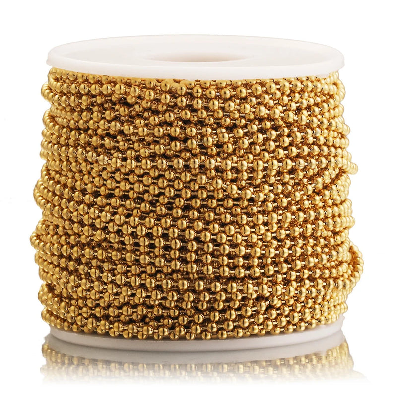 2m Stainless Steel 2.4MM 18k Beads Ball Chains for Bracelet Necklace