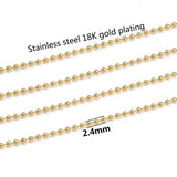 2m Stainless Steel 2.4MM 18k Beads Ball Chains for Bracelet Necklace