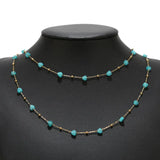 2m Stainless Steel Natural Stone Heart Beaded Chain for Jewelry Making