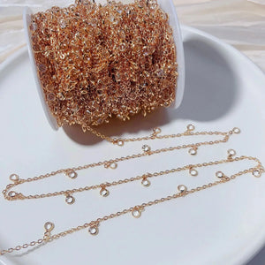 2m 1m Royal Crystal Beads Chain Copper Chains 4mm Glass Beads Chain DIY