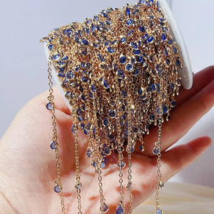 2m 1m Royal Crystal Beads Chain Copper Chains 4mm Glass Beads Chain DIY
