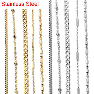 2m Stainless Steel Chains Bulk Metal Cuban Ball Link for Diy Jewelry Making