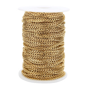 2m Stainless Steel Cuban Chains Bulk 3mm Link Chains for Diy Bracelet