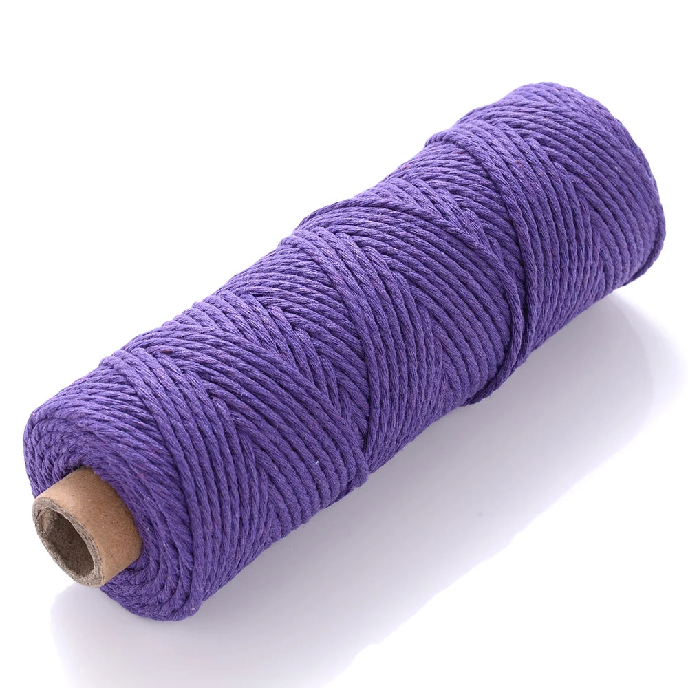 2mm Colorful Cotton Cord Rope Twisted Craft Macrame String 100Meters