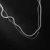 925 Silver Multilayer Snakebone Zircon Tennis Necklace Choker Pendant