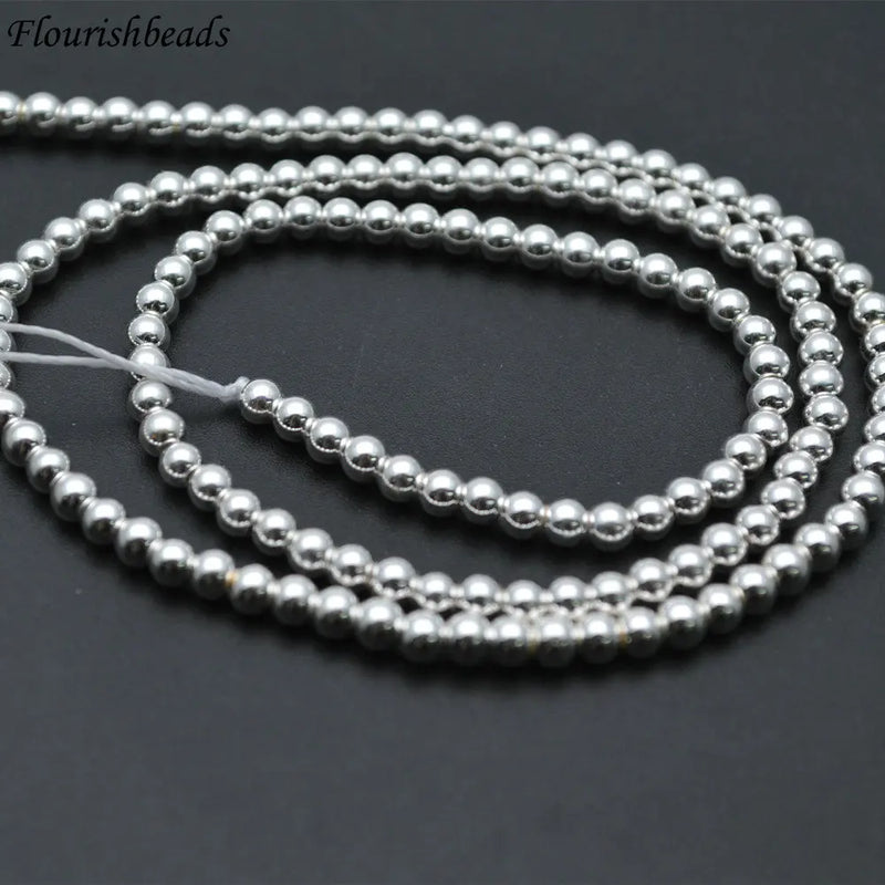 High Silver Hematite Smooth Round Loose Beads Jewelry Supplies