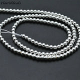 High Silver Hematite Smooth Round Loose Beads Jewelry Supplies