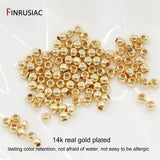 High Brass Metal 14K Real Plated Round Smooth Ball Spacer Beads