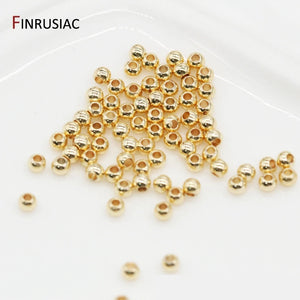 High Brass Metal 14K Real Plated Round Smooth Ball Spacer Beads