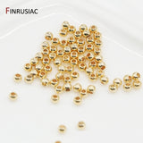 High Brass Metal 14K Real Plated Round Smooth Ball Spacer Beads