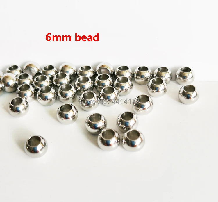200pcs Stainless Steel Smooth 6mm Beads for Bracelets Necklaces DIY Jewelry