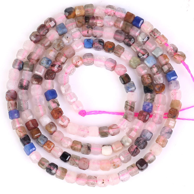 Natural Stone Beads Tourmaline Amethyst Garnet Square Beads