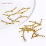 18K Plated Curved Tube Bead Connectors for DIY Jewelry Making