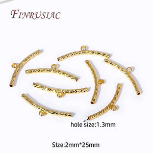 18K Plated Curved Tube Beads Connectors for Jewelry Making