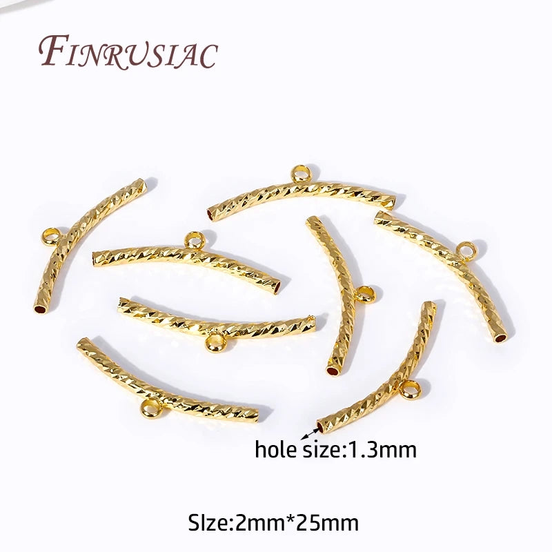 18K Plated Curved Tube Beads Connectors for Jewelry Making