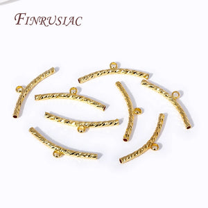 18K Plated Curved Tube Beads Connectors for Jewelry Making