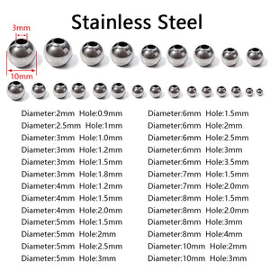 Stainless Steel Spacer Beads for Jewelry Making - Loose Ball Beads 2mm-10mm