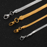 Stainless Steel Flat Snake Chain Necklace for Women - 2mm/3mm/4mm/5mm