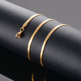 Stainless Steel Flat Snake Chain Necklace for Women - 2mm/3mm/4mm/5mm
