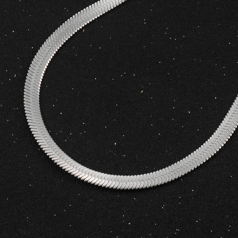 Stainless Steel Flat Snake Chain Necklace for Women - 2mm/3mm/4mm/5mm
