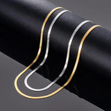 Stainless Steel Flat Snake Chain Necklace for Women - 2mm/3mm/4mm/5mm