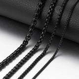 Round Box Link Chain Necklace For Men Stainless Steel KNM118