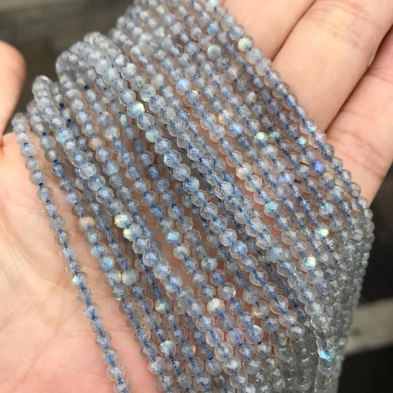 Labradorite Stone Beads Faceted Round Loose Gem Stone 15''