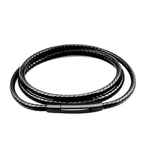Braided Leather Cord Necklace Stainless Steel Clasp Chain