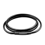 Braided Leather Cord Necklace Stainless Steel Clasp Chain