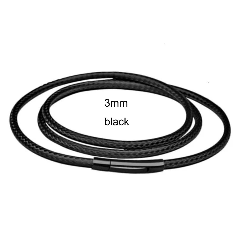 Braided Leather Cord Necklace Stainless Steel Clasp Chain
