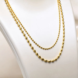 2mm/3mm Oval Beaded Chain Necklace, Ball Beaded Choker Layered Jewelry