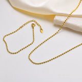2mm/3mm Oval Beaded Chain Necklace, Ball Beaded Choker Layered Jewelry