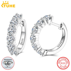 D Moissanite Earrings Sterling Silver 925 Fine Huggie Ear Clip