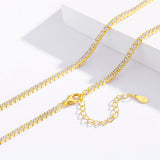 925 Silver CZ Choker Tennis Necklace Zirconia Stones Collier Ketting