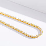 925 Silver CZ Choker Tennis Necklace Zirconia Stones Collier Ketting