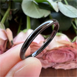 2mm Tungsten Carbide Wedding Band for Women Men High Polished Comfort Fit