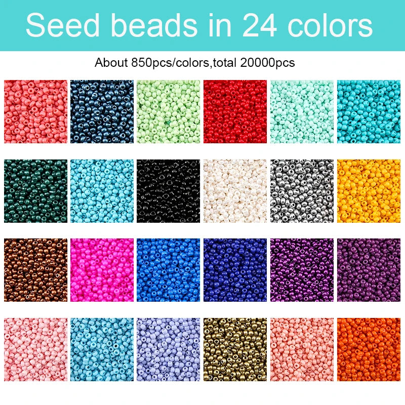 2mm Seed Bead Kit with Letter Beads Organizer Box