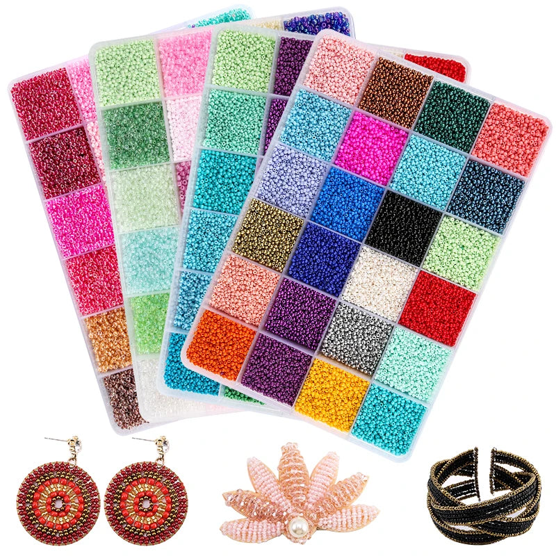 2mm Seed Bead Kit with Letter Beads Organizer Box