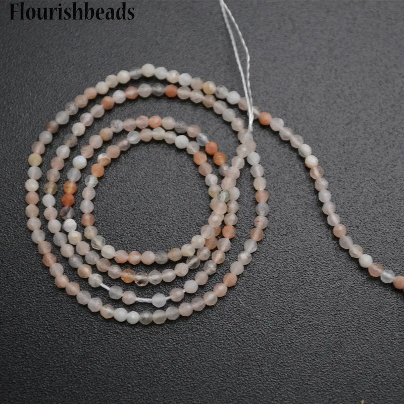 2mm Faceted Sunstone Round Loose Beads Mix