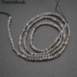 2mm Faceted Diamond Cutting Labradorite Stone Round Loose Beads
